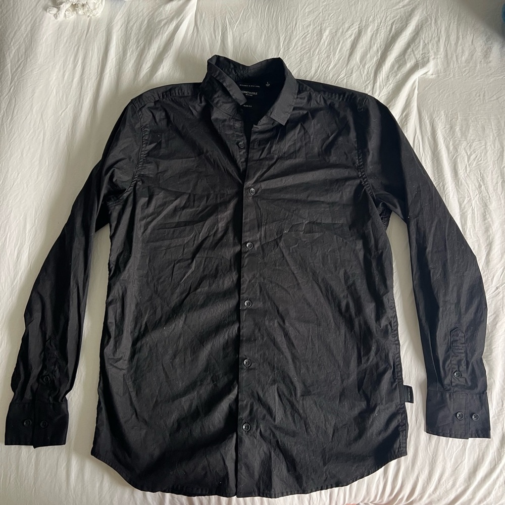 Kenneth Cole Black Slim Fit Button-Up Shirt